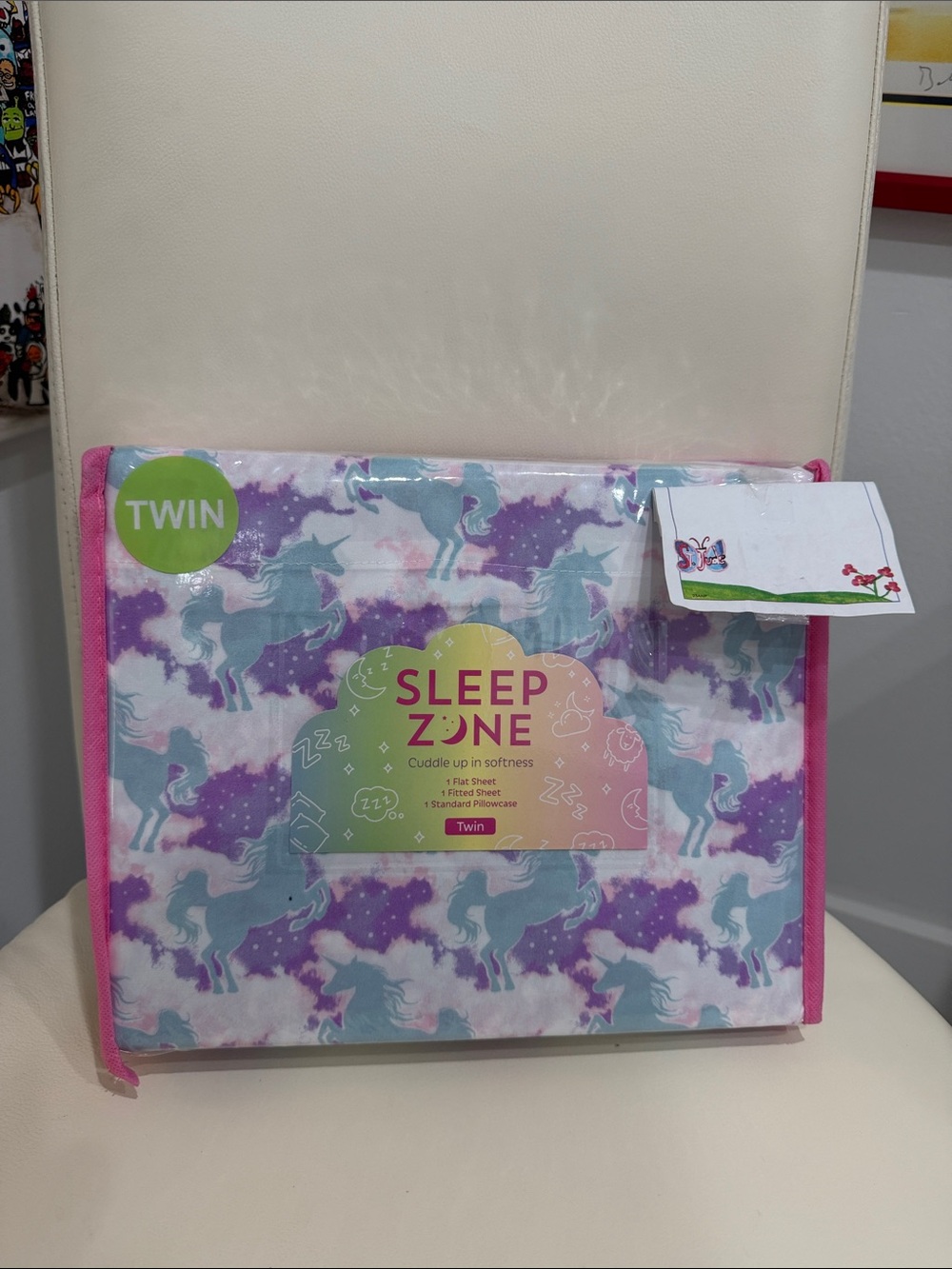 Sleep Zone White/Purple/Blue Unicorn & Clouds TWIN Sheet Set